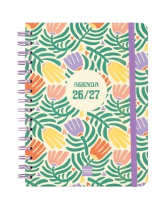 Finocam Cosmo Cart Agenda Escolar 26 27 en Catalan - Semana Vista Horizontal - Formato 4Â-- 155x212mm - Tapas de Carton