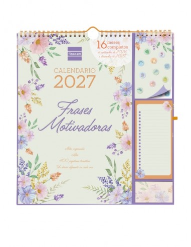 Finocam Sep Calendario de Pared - 16 Meses - Mes Vista - Formato Plus - 215x325mm - Espiral Doble Metalica - Papel de 140g m2