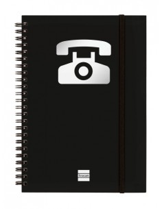 Finocam Phone Indice Telefonico - Formato A5 - 148x210mm - Tapas de Carton Forrado - Papel de 120g m2 - Cierre con Goma