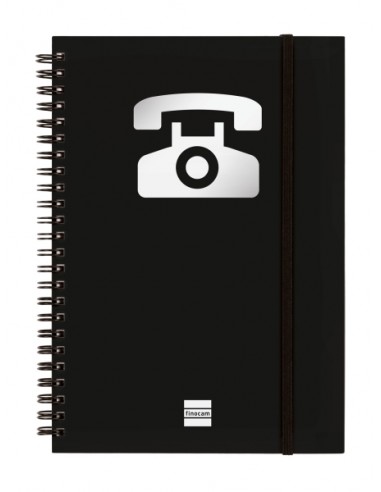 Finocam Phone Indice Telefonico - Formato A5 - 148x210mm - Tapas de Carton Forrado - Papel de 120g m2 - Cierre con Goma