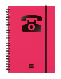 Finocam Phone Indice Telefonico - Formato A5 - 148x210mm - Tapas de Carton Forrado - Papel de 120g m2 - Cierre con Goma