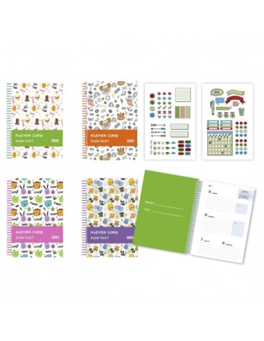 Bismark Animals Agenda Escolar 26-27 Semana Vista A5 - Tapa de Carton Forrada - Hojas Interiores de Color - Planning Mensual
