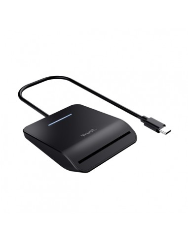 Trust Primo Lector de Tarjetas DNI - Cable USB-C de 1m - Multiplataforma - 16x64x79mm - Color Negro