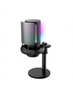 Trust GXT 238 Auron Microfono de Estudio - Cable USB-C 1.8m - Adapatador USB-A - Filtro Antipop de Rejilla - Iluminacion RGB