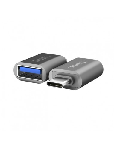 Trust Calyx Pack de 2 Adaptadores USB 3.0 - USB-A Hembra - USB-C Macho - 8x15x32mm - Color Gris