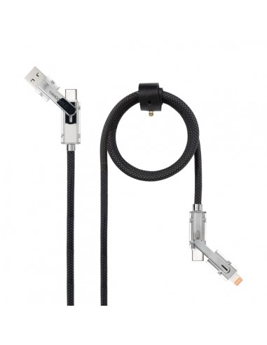 Nanocable Cable USB-C 4 en 1 - Soporta hasta 27W - Longitud 2m - Adaptador USB-A y Lightning Integrado - Indicador LED -