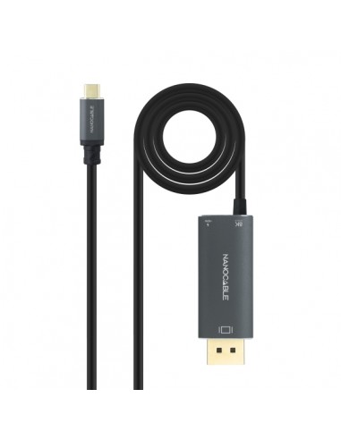 Nanocable Cable Adaptador USB-C a Displayport 1.4 - Longitud 1.8m - Resolucion 8K - Carcasa Metalica de Aluminio - Power