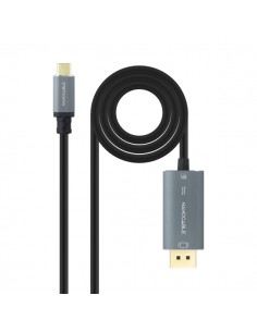 Nanocable Cable Adaptador USB-C a Displayport - Bidireccional - Longitud 2m - Resolucion 8K - Carcasa Metalica de Aluminio -