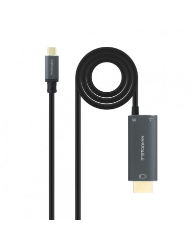 Nanocable Cable Adaptador USB-C a HDMI - Longitud 1.8m - Resolucion 8K - Carcasa Metalica de Aluminio - 195x230x20mm - Color