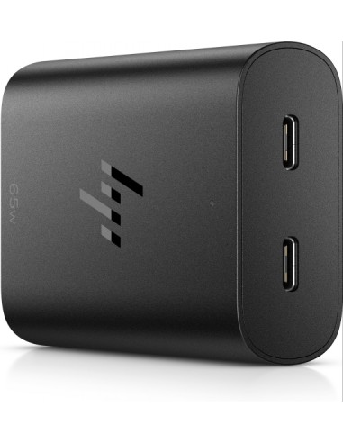 HP Cargador USBâC GaN 65W - 2 Puertos Carga Simultanea - DiseÃ±o Compacto y Ligero - Color Negro