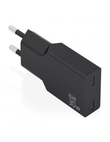 Aisens Cargador de Pared - 30W - GaN - 2xUSB-C - Power Delivery 3.0 - Ultra Delgado - Multiples Protecciones de Seguridad -
