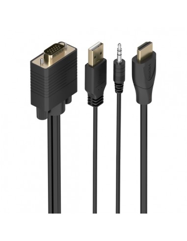 Aisens Cable Conversor HDMI a SVGA Audio - Longitud 1.5m - HDMI Macho - HDB15 Macho - Jack 3.5mm Macho - USB-A Macho -