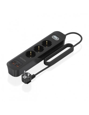 Aisens Regleta con 3 Tomas Schuko - 2xUSB-C - 2xUSB-A - Cable de 1.4m - Interruptor con Indicador LED - Power Delivery -