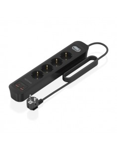 Aisens Regleta con 4 Tomas Schuko - 2xUSB-C - 2xUSB-A - Cable de 1.4m - Interruptor con Indicador LED - Power Delivery -