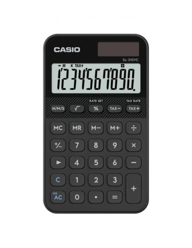 Casio SL-310YC Calculadora de Bolsillo con Pantalla LCD de 10 Digitos - Calculo de Impuestos - Alimentacion Solar y Pilas -