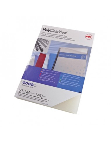 GBC PolyClearView Pack de 100 Portadas de Encuadernar A4 - 300 Micras - Color Transparente Mate