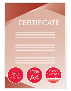 GBC Pack de 100 Carteras Plastificacion A4 con Brillo - Alta Calidad - Larga Duracion - 80 Micras - Transparente