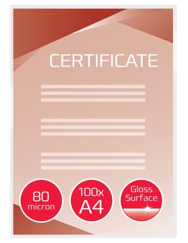 GBC Pack de 100 Carteras Plastificacion A4 con Brillo - Alta Calidad - Larga Duracion - 80 Micras - Transparente