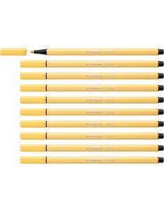Stabilo Pen 68 Rotulador de Punta de Fibra - Trazo de 1mm aprox. - Tinta con Base de Agua - Color Amarillo Claro