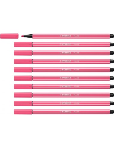 Stabilo Pen 68 Rotulador de Punta de Fibra - Trazo de 1mm aprox. - Tinta con Base de Agua - Color Rosa Claro