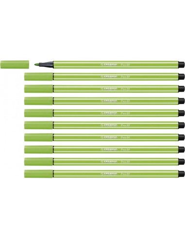 Stabilo Pen 68 Rotulador de Punta de Fibra - Trazo de 1mm aprox. - Tinta con Base de Agua - Color Verde Claro
