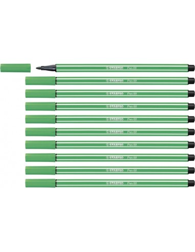 Stabilo Pen 68 Rotulador de Punta de Fibra - Trazo de 1mm aprox. - Tinta con Base de Agua - Color Verde