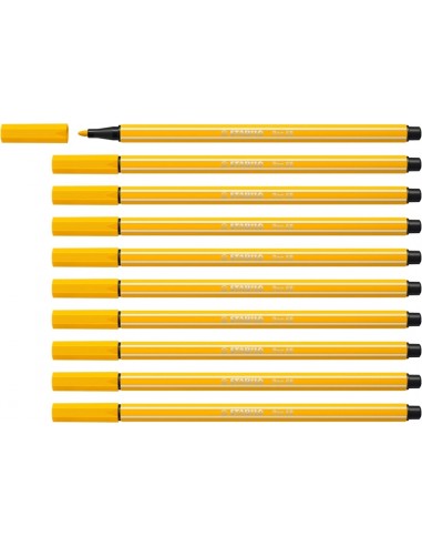 Stabilo Pen 68 Rotulador de Punta de Fibra - Trazo de 1mm aprox. - Tinta con Base de Agua - Color Amarillo