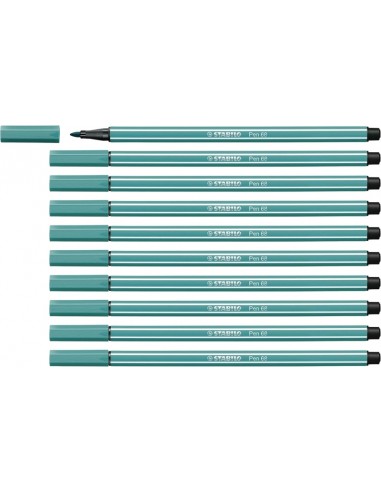 Stabilo Pen 68 Rotulador de Punta de Fibra - Trazo de 1mm aprox. - Tinta con Base de Agua - Color Turquesa