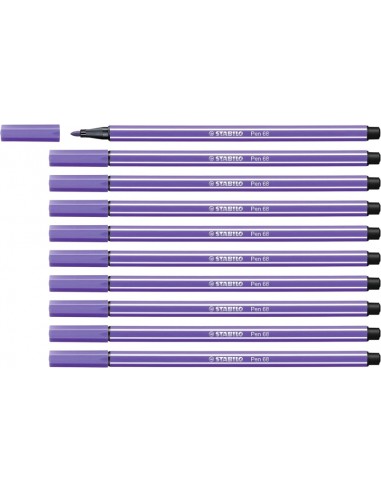 Stabilo Pen 68 Rotulador de Punta de Fibra - Trazo de 1mm aprox. - Tinta con Base de Agua - Color Violeta