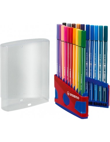 Stabilo Premium Pen 68 Estuche con 20 Rotuladores - Punta de Fibra - Trazo de 1mm aprox. - Alto Brillo y Luminosidad de Color