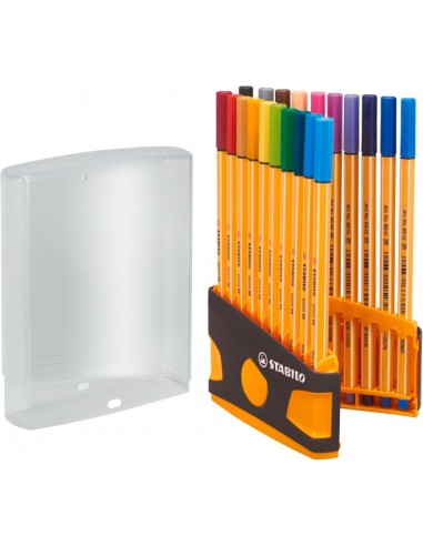 Stabilo Point 88 Pack de 20 Rotuladores de Punta Fina de Fibra - Trazo de 0.4mm. - Tinta con Base de Agua - Apto para Reglas