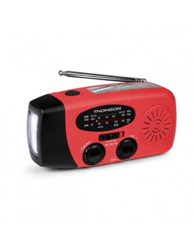 Thomson RT260 Radio - Linterna de Emergencia - Funcion Powerbank --Color Rojo