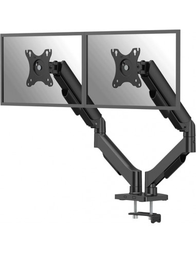 Fellowes Everyday Plus Soporte de Mesa con Brazos para 2 Monitores hasta 32" y 9kg - Muelle a Gas - Fijacion con Abrazadera o