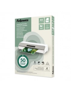 Fellowes Pack de 100 Fundas para Plastificar - Formato A5 - 80 micras - Efecto Mate - Fabricado con 50-Material Reciclado -