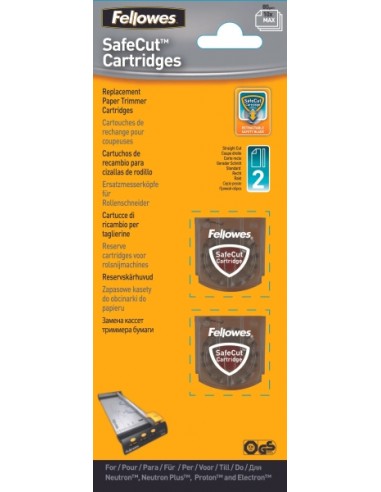 Fellowes Pack de 2 Cuchillas de Repuesto para Cizalla - Corte Recto - Cuchilla Encapsulada Retractil - Acero Inoxidable