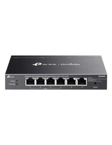 TP-Link Omada ES206GP Switch 6 Puertos RJ45 1Gbps - Alcance hasta 250m con Cable - 4x PoE - Soporta QOS - Conmutacion hasta