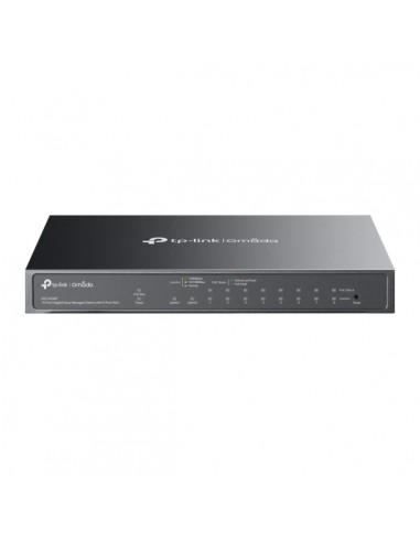 TP-Link Omada ES210GMP Switch 10 Puertos - Alcance hasta 250m con Cable - 8xRJ45 PoE-1Gbps - 1xRJ45 1Gbps - 1xRJ45 SFP Combo