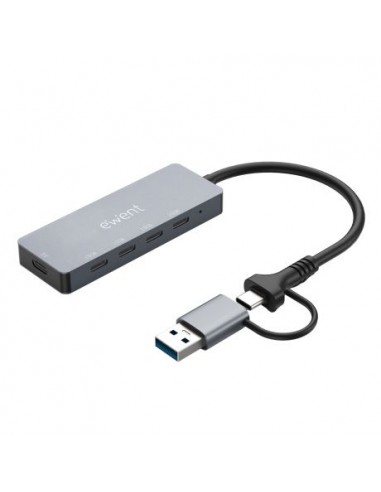 Ewent EW1151 Hub 4 Puertos - 4x USB-C Hasta 10Gbps-1x USB-C Para Alimentacion Adicional de 5V - Color Gris