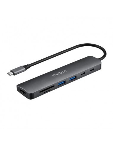 Ewent USB-C Dock 7 en 1 - 1x USB-C-2x USB-A 3.2 Gen1-1x HDMI 4K 60Hz-1x SD TF 2.0-1x MicroSD-1x USB-C PD 100W - Color