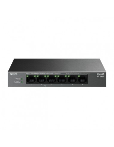 TP-Link LS106LP LiteWave Switch 6 Puertos RJ45 100Mbps - No Administrado - 4x PoE - Recuperacion Automatica - Carcasa