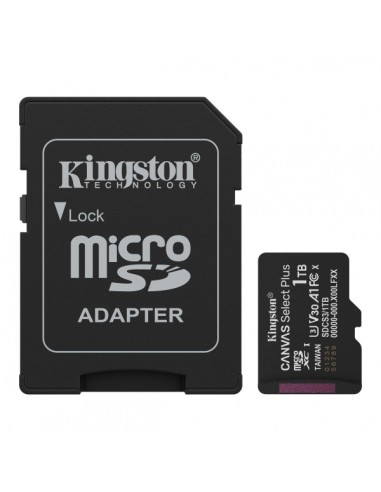 Kingston Tarjeta Micro SDXC 1TB Clase 10 150MB s Canvas Select Plus-Adaptador SD