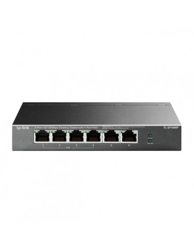 TP-Link TL-SF1006P Switch 6 Puertos RJ45 100Mbps - No Administrado - 4x PoE - Plug and Play - Autoaprendizaje MAC - Color