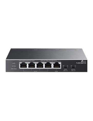 TP-Link TL-SG1005P-PD Switch 5 Puertos RJ45 1Gbps - Alcance hasta 250m con Cable - Conmutacion hasta 10Gbps - Recuperacion