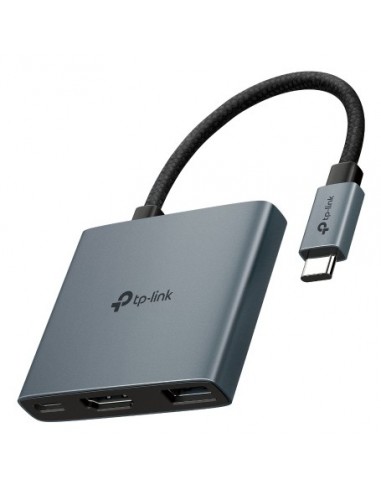 TP-Link UH3020C Hub 3 en 1 - HDMI 4K - USB-C - USB-A - Cable USB-C de 18cm - Plug and Play - Aluminio - Color Gris Oscuro