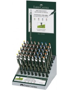 Faber-Castell TK-Fine 9713 Expositor con 40 Portaminas de Diferentes Graduaciones - Mina HB - Goma de Borrar Integrada
