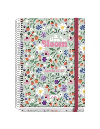 Dohe Prime Bloom Agenda Escolar 26 27 - Formato A5 - Semana Vista - Papel Offset Ahuesado 70g - Cubierta de Carton