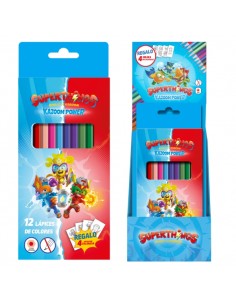 Dohe Superthings Expositor con 12 Cajas de 12 Lapices de Colores - Forma Hexagonal - Mina de 2.8mm - Plantillas para Colorear