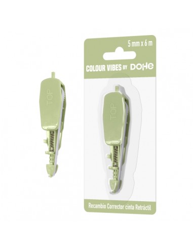 Dohe Colour Vibes Recambio de Cinta Correctora - 5mm x 6m - Retractil - Color Verde