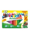 Carioca Plastello Maxi Pack de 12 2 Plasticeras Triangulares - Brillantes y Lavables - Colores Surtidos