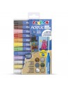 Carioca Acrylic Pack de 12 Marcadores de Pintura Acrilica - Punta Maxi - Tinta a Base de Agua - Alta Cobertura - Colores